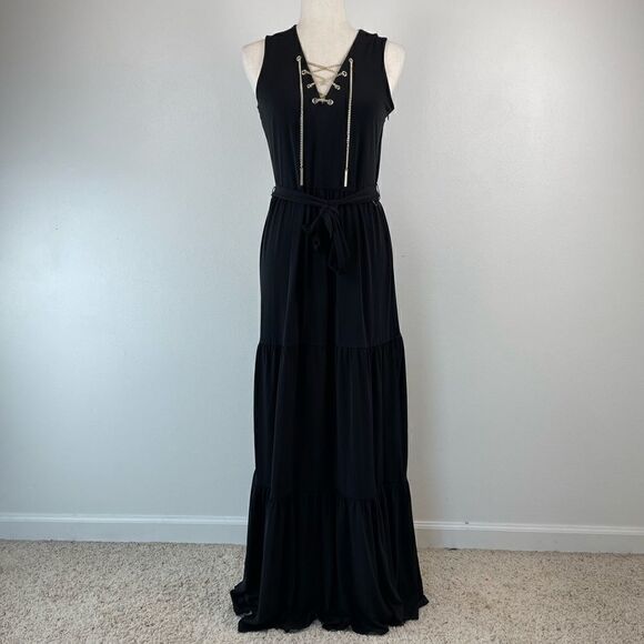 NWT MICHAEL Michael Kors Black Maxi Dress Size M - Picture 1 of 10